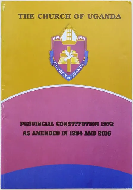 Cover of the Church of Uganda Provincial Constitution 1972, as amended in 1994 and 2016, with the Church of Uganda crest